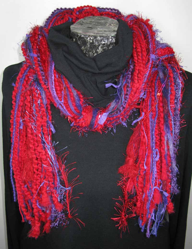 Knotted Fiber Scarf in Red Violet